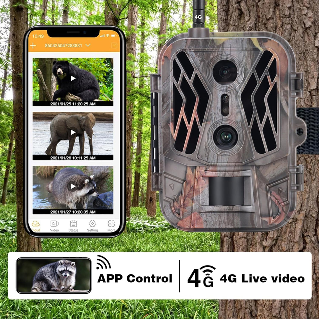 RecorCam Wildkamera 4G 36MP 4K Video,Lithium 8000mAh,Wildtierkamera mit Nachtsicht Bewegungsmelder,9