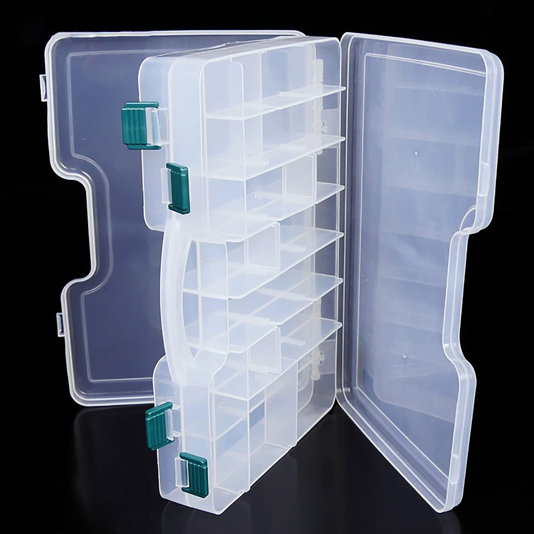 Doppelseitige Angelbox, Kunststoff Angelzubehör Köderbox, Aufbewahrungsbox für Angelzubehör mit Fäch