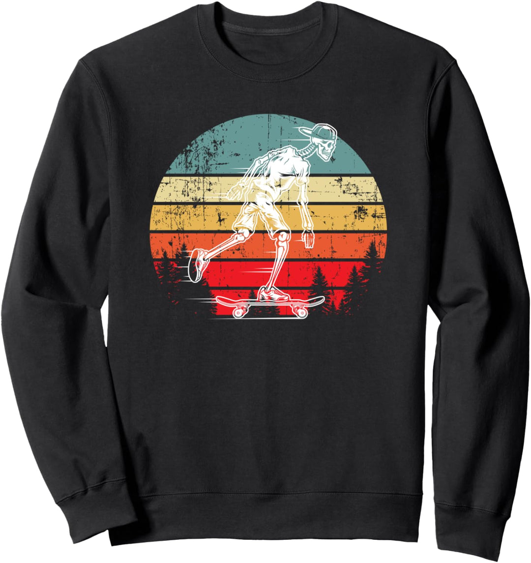 Retro-Zombie Skater Vintage Sonnenuntergang Skateboard Sweatshirt