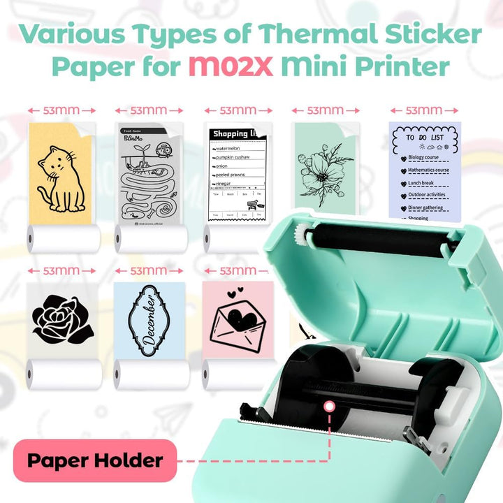 Phomemo M02X Mini Drucker - Sticker Drucker für Handy, Pocket Printer Set, Taschendrucker 203DPI Kle