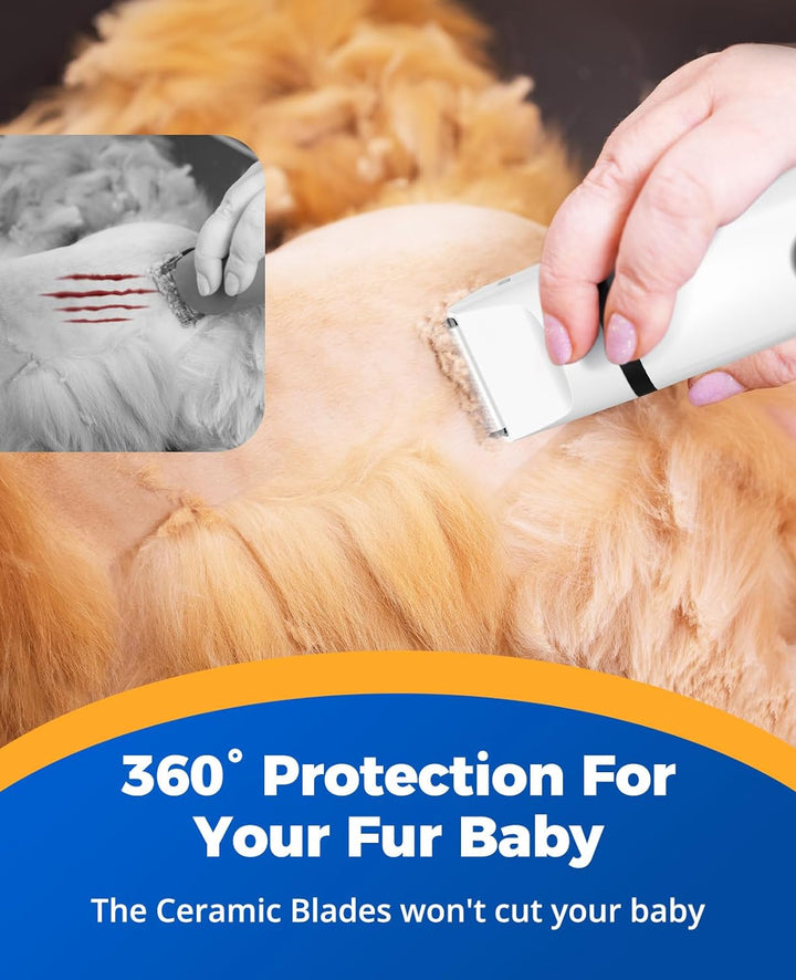 oneisall 4 in 1 Leise Schermaschine Hund Katze, Wiederaufladbar Hundeschermaschine & Pfotentrimmer &