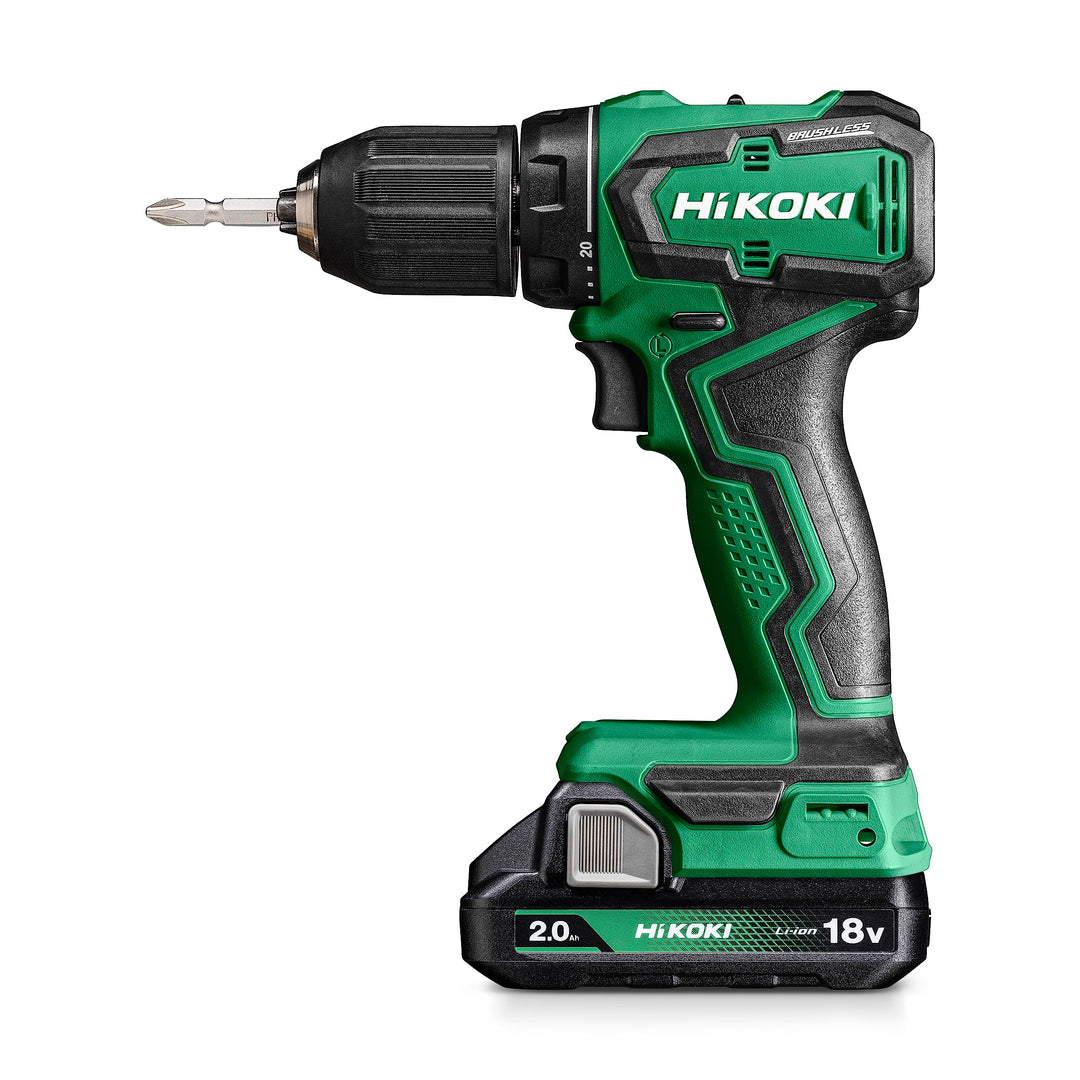 HIKOKI Akku Bohrschrauber DS18DDWRZ, Bohrfutterweite: 1,5-13 mm (18V, 2,0 Ah Li-ion Akku, Max. Festd