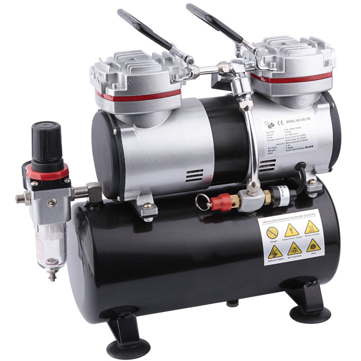 Fengda FD-196 Airbrush Mini Kompressor mit 3,5L Lufttank/Druckbehälter/ 6 bar / Auto Stop