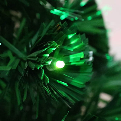 Aufun Weihnachtsbaum Künstlicher 150 cm mit LED Glasfaser und Schneeflocken Weihnachtsdeko Christbau