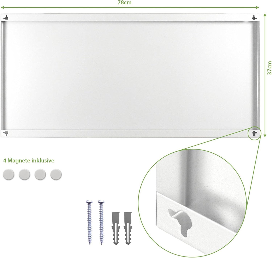 banjado Magnettafel 50 x 50 cm/Magnetwand aus Metall/Magnetpinnwand als Memoboard/Pinnwand Magnettaf