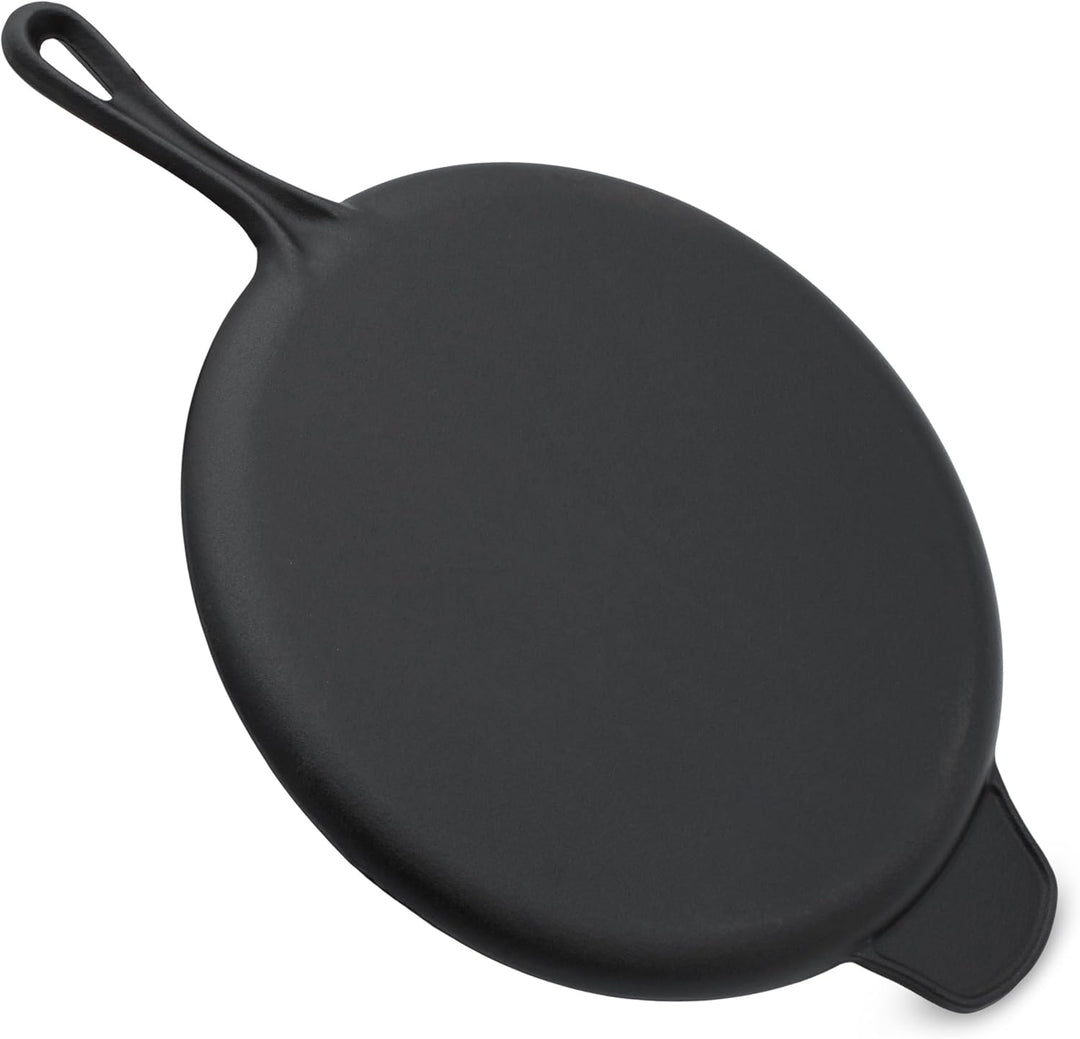 Spetebo Gusseisen Pizza und Crepes Pfanne - 30 cm - Gusspfanne Servierpfanne Gusseisenpfanne für Her