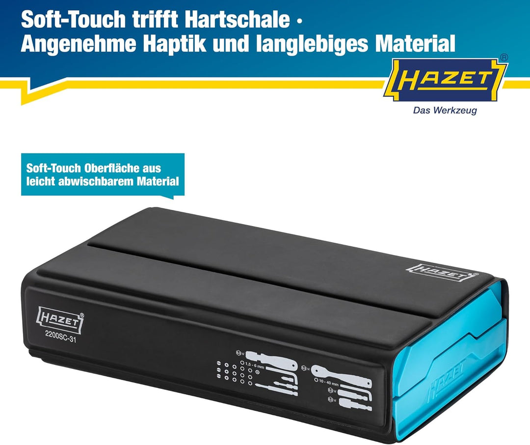 HAZET Smartcase Bit-Satz 2200SC-31 I 73-teilig, Antrieb: Sechskant 6,3 (1/4 Zoll), maximal viele Wer