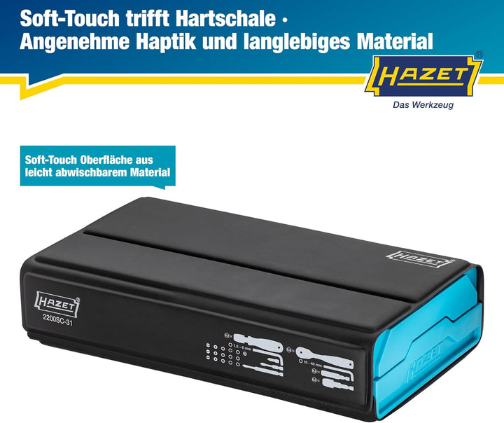 HAZET Smartcase Bit-Satz 2200SC-31 I 73-teilig, Antrieb: Sechskant 6,3 (1/4 Zoll), maximal viele Wer