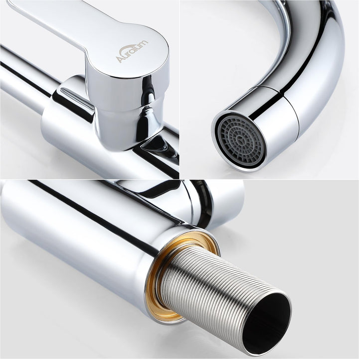 Auralum Wasserhahn Küche Hochdruck, Küchenarmatur mit Hoher Auslauf & Abnehmbarer Belüfter, Armatur