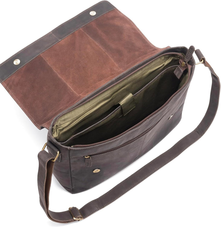 LEABAGS Messenger Bag, Acapulco Echtleder Aktentasche Herren & Damen, Leder Laptoptasche bis 15 Zoll