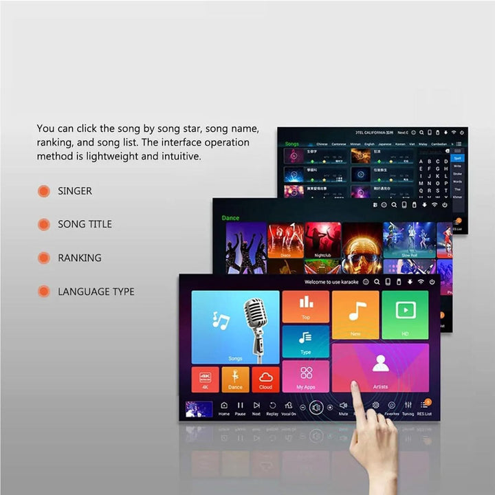 Professionelle 21,5-Zoll-Karaoke-Maschine,Kapazitiver Touchscreen-Karaoke-Player Mit Kabellosem Mikr