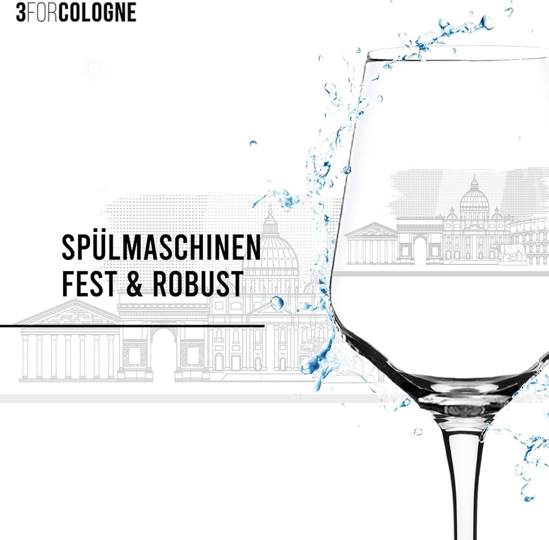 2er Set Weinglas Rom in schöner Geschenkbox | Hochwertiger Siebdruck im eleganten Ätzweiss, detailli