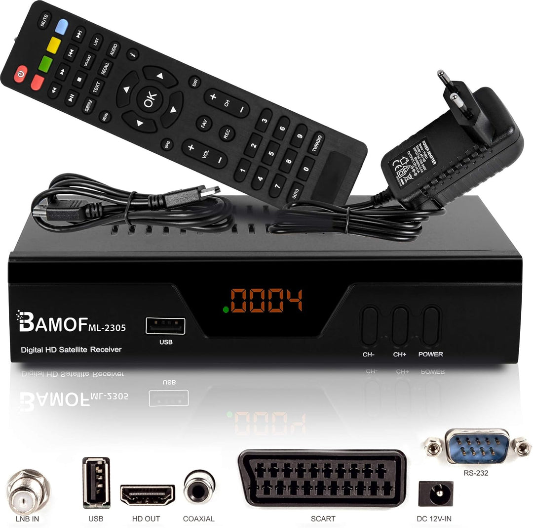 hd-line Bamof 2305 Digital Satelliten Sat Receiver - (HDTV, DVB-S/S2, HDMI, SCART, 2X USB 2.0, Full