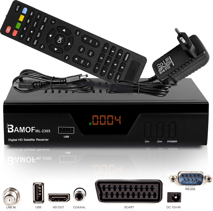 hd-line Bamof 2305 Digital Satelliten Sat Receiver - (HDTV, DVB-S/S2, HDMI, SCART, 2X USB 2.0, Full