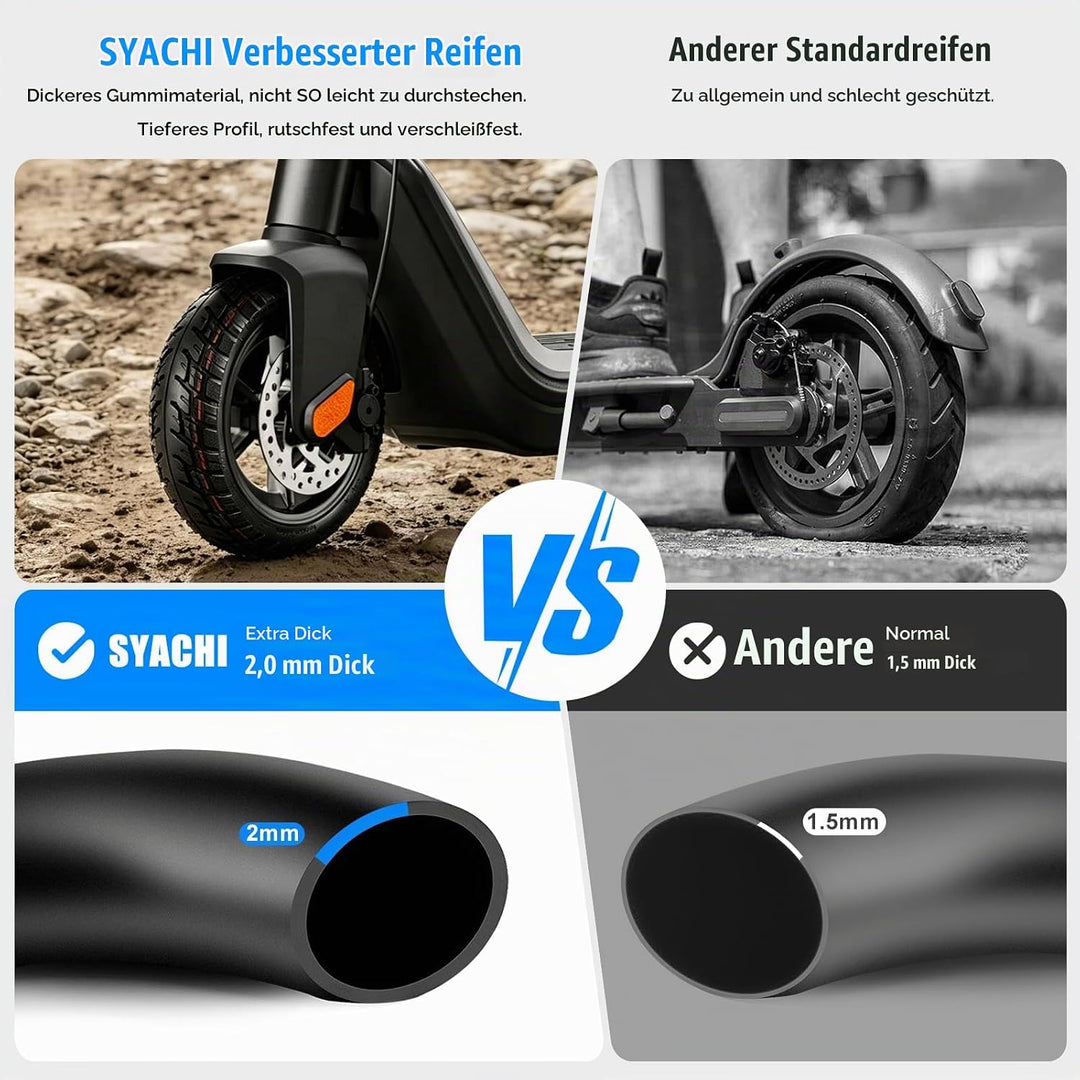 SYACHI 9,5 x 2,50 Reifen Kit für Niu KQI3 Max/Pro/Sport, Elektroroller Ersatzreifen Zubehör Vorne un