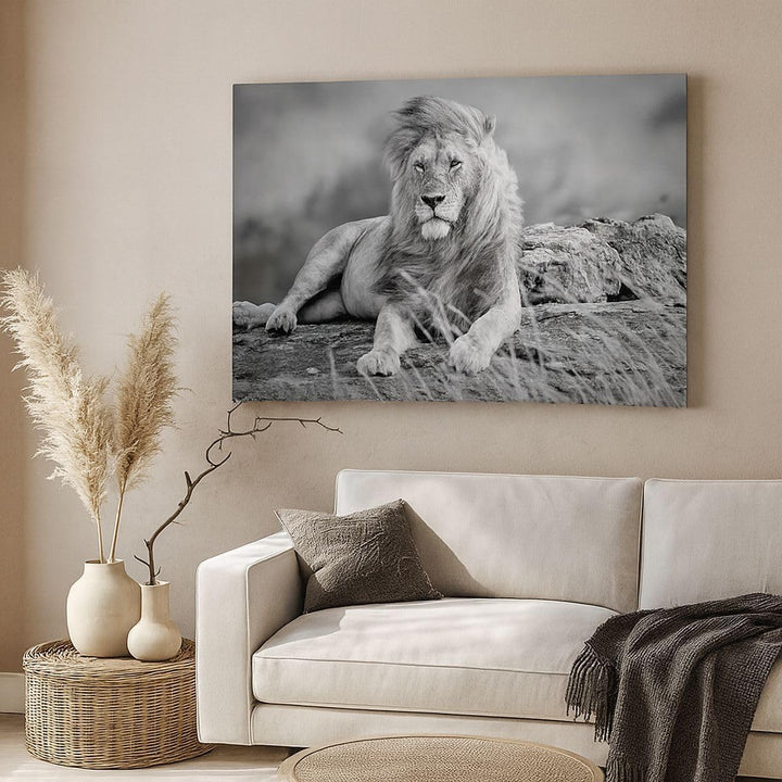 Bilder auf Leinwand 100x70cm Leinwandbild mit Rahmen Löwe Tier Natur Gross Wanddeko Bild Schlafzimme