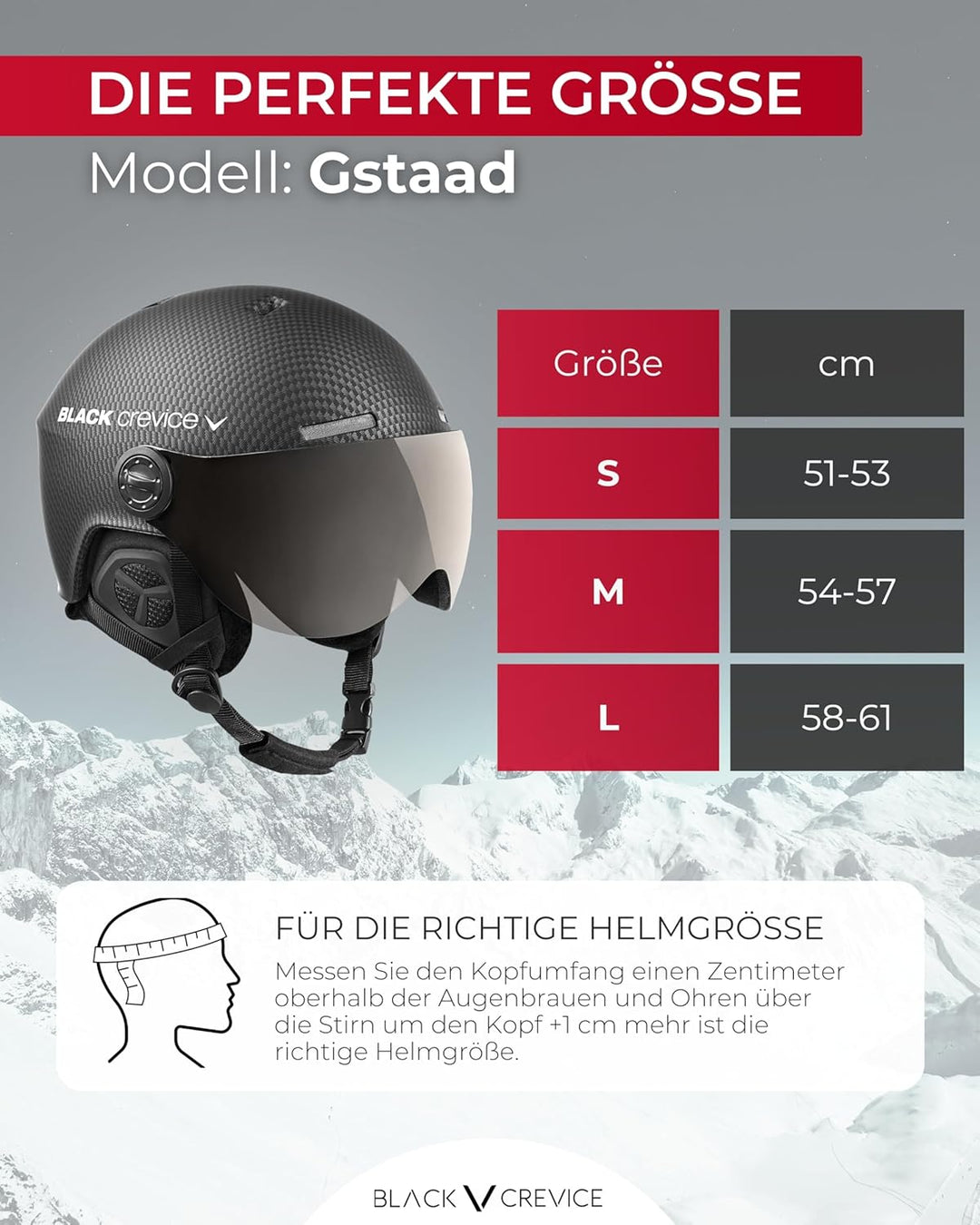 Black Crevice Skihelm Gstaad I Skihelm mit Visier im Pilotenstyle I Skihelm Herren & Damen I Skihelm