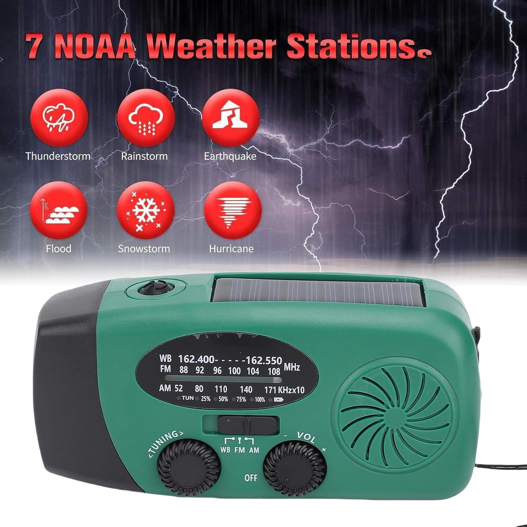Solar-Radio mit Solar-Radio mit Kurbel, mit 2000 mAh Akku, NOAA AM/FM WB, LED-Taschenlampe und SOS-A