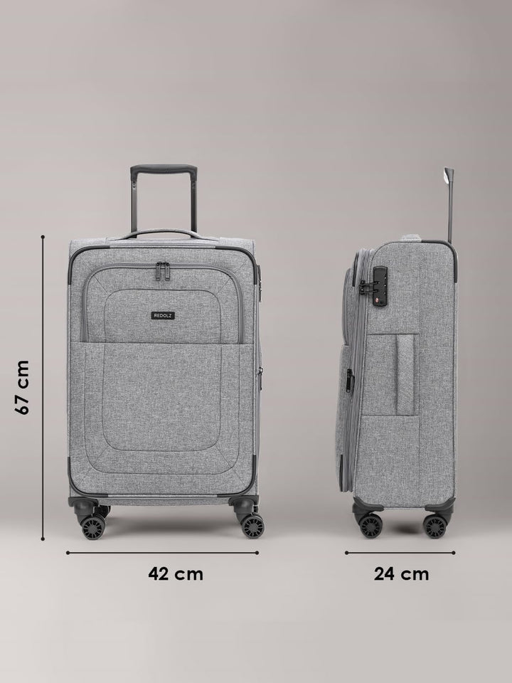 REDOLZ MEDIUM Weichschalen Koffer für Männer & Frauen | Leichter Trolley 67 cm mit 4 Doppelrollen &