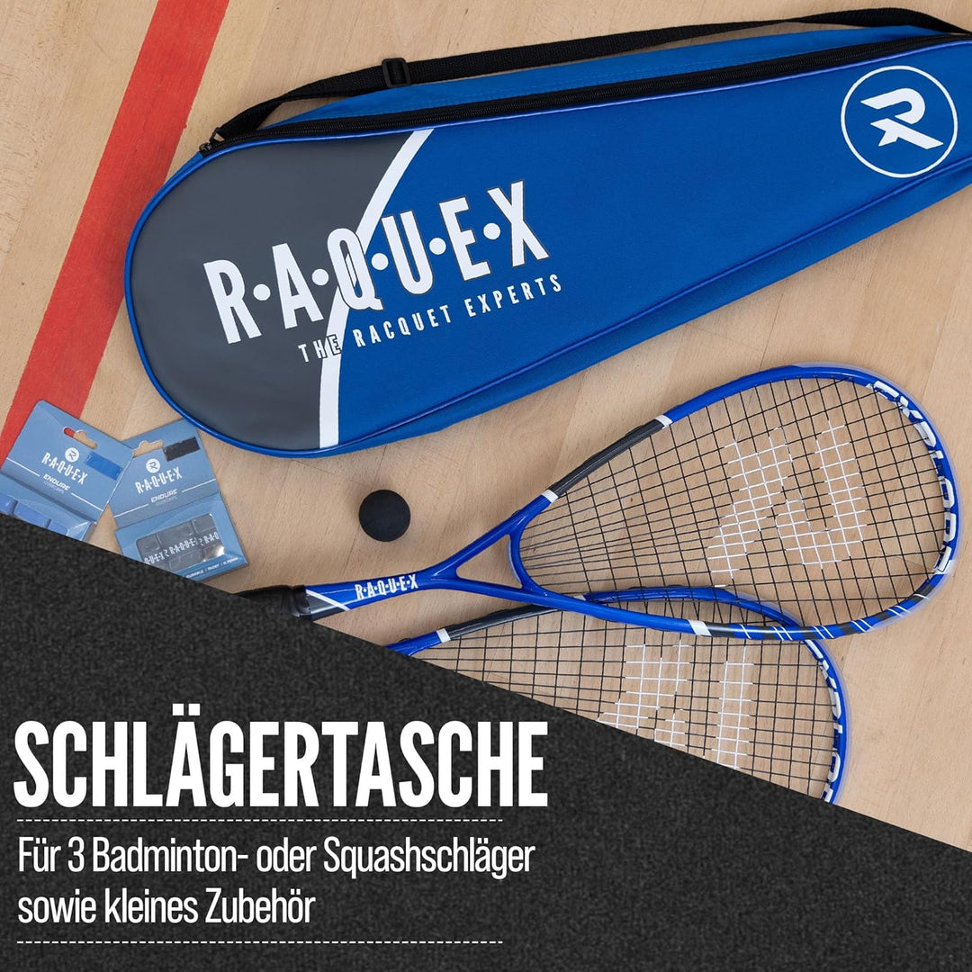 Raquex Rackethous Van Volledige Lengte– Squash- oder Badminton-Tragetasche für EIN, Zwei oder DREI S