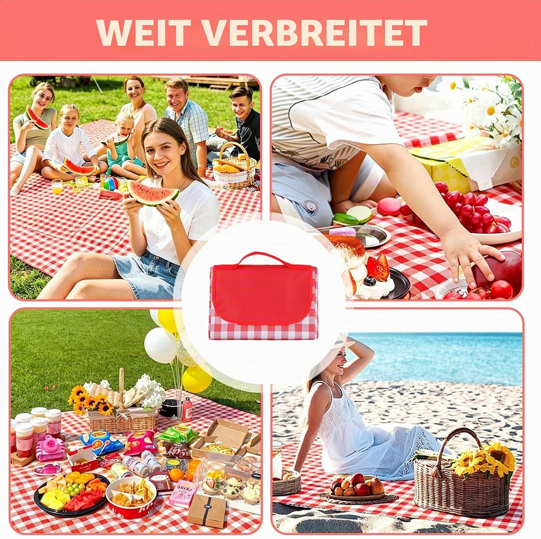 wasserdichte Picknickdecke 200x200 cm Oxford (Rot) | thermal protection, anti dirt surface, quick fo