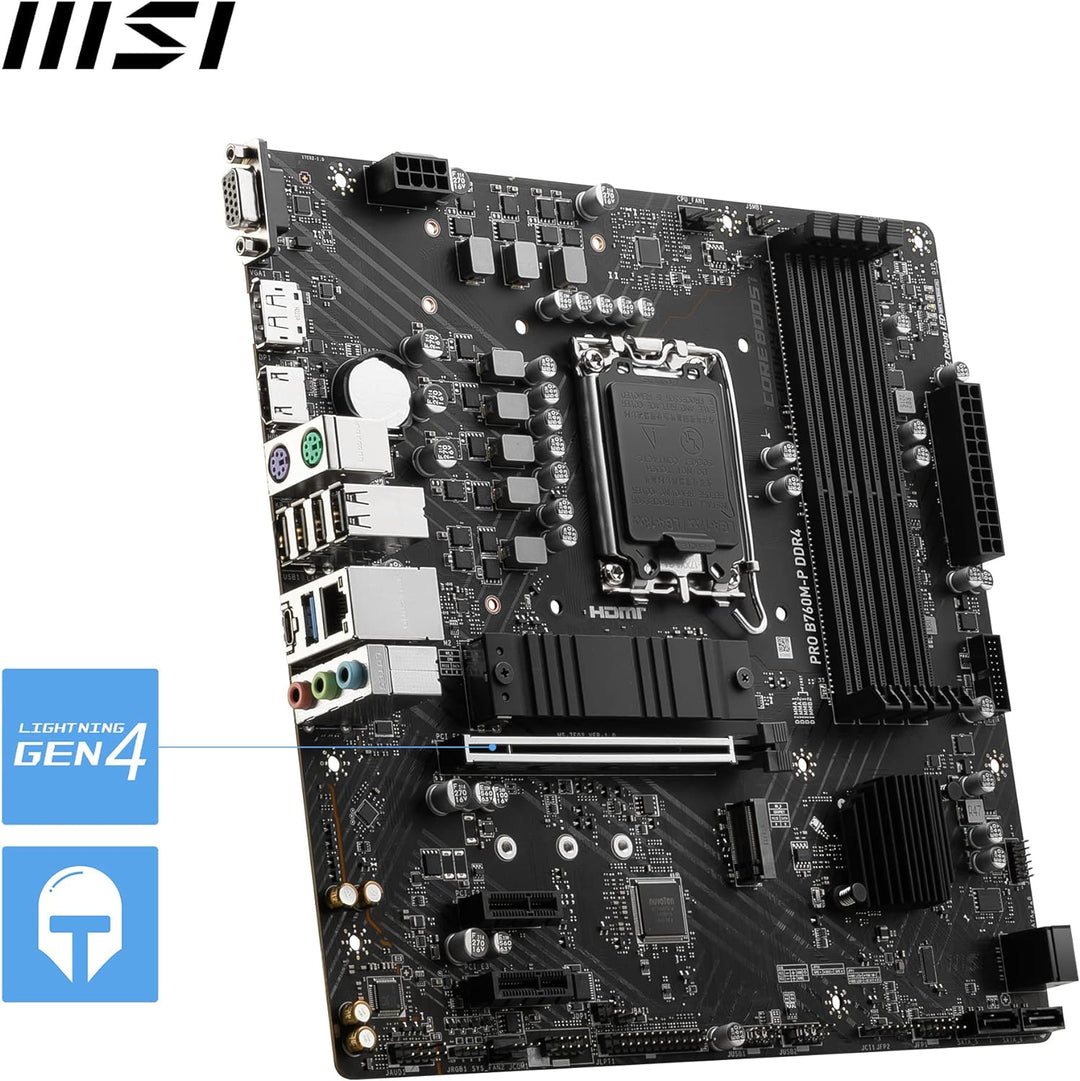 MSI PRO B760M-P DDR4 Mainboard, Micro-ATX - Unterstützt Intel 12th & 13th Gen Core Prozessoren, LGA