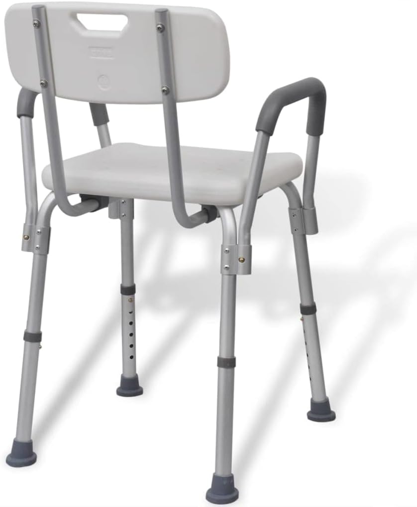 vidaXL Duschstuhl mit Arm-& Rückenlehne Aluminium Duschsitz Badestuhl Badhocker