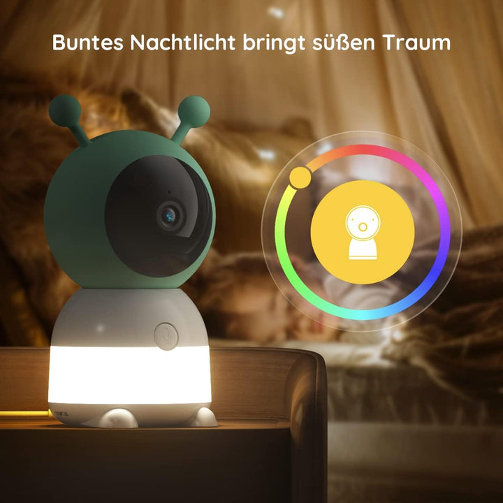 BOIFUN Babyphone mit 2 Kamera App, 2K HD Bild, PTZ 355°/60°, 4×Zoom, Automatische Verfolgung, Weinen