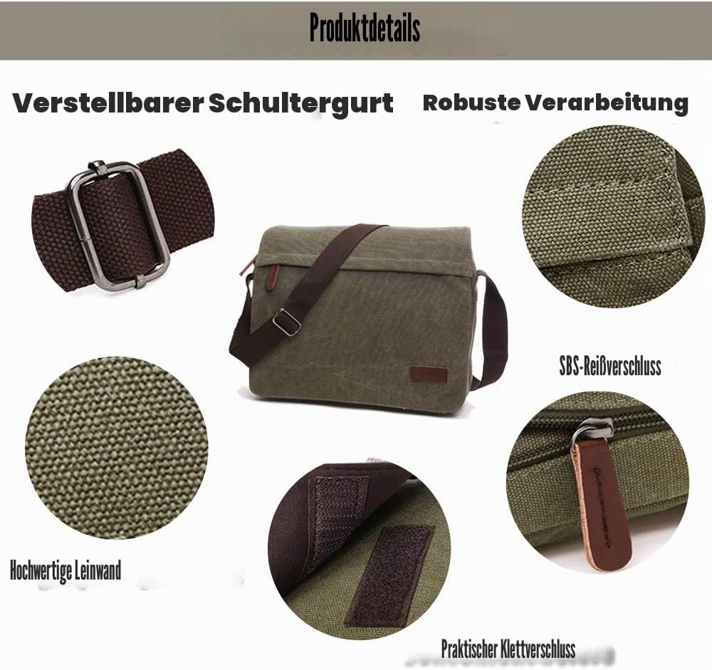 LOSMILE Herren Umhängetaschen, Leinwand Schultertaschen, Laptoptasche,Schulranzen, für Schule und Ar