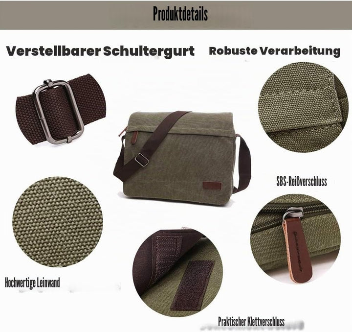 LOSMILE Herren Umhängetaschen, Leinwand Schultertaschen, Laptoptasche,Schulranzen, für Schule und Ar