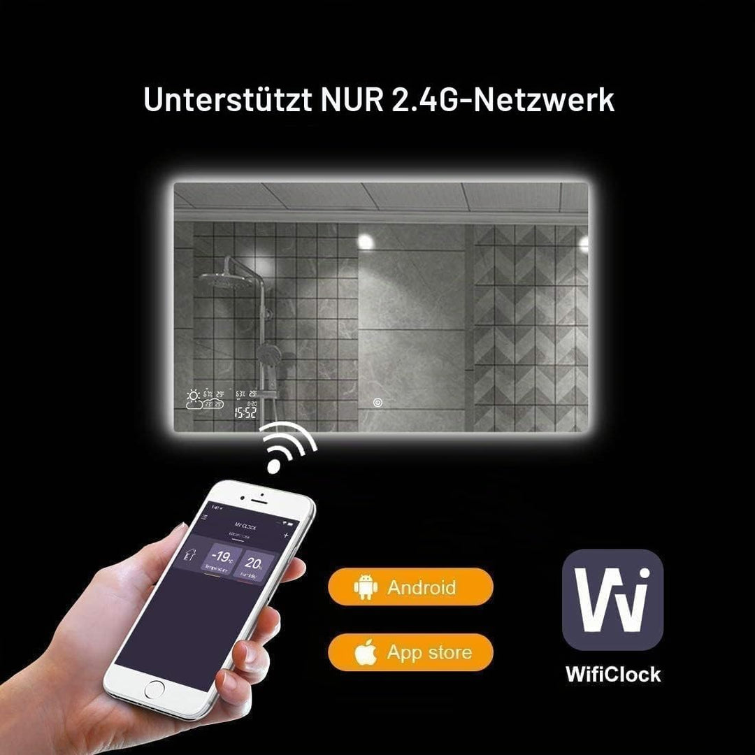 Smart Infrarot Spiegelheizung 60x80 cm 250W mit LED Beleuchtung Badheizung Spiegel IP54 wasserdicht