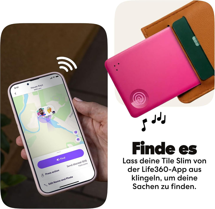Tile by Life360 Slim - Geldbörsenfinder, Bluetooth-Tracker und Gegenstandsfinder für Gepäckanhänger,