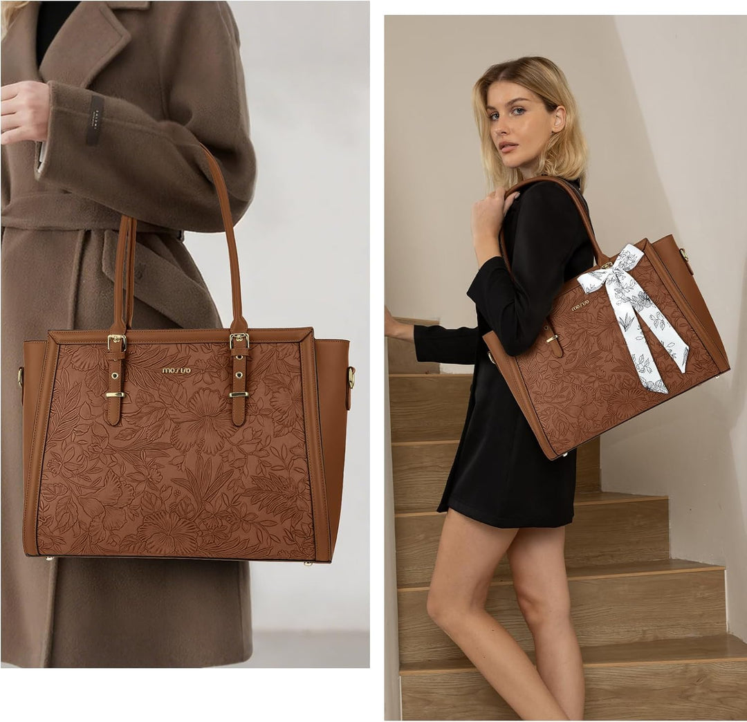 MOSISO Laptoptasche Damen, 17,3 Zoll PU Lehrertasche Handtasche Kompatibel mit MacBook HP Dell Asus,