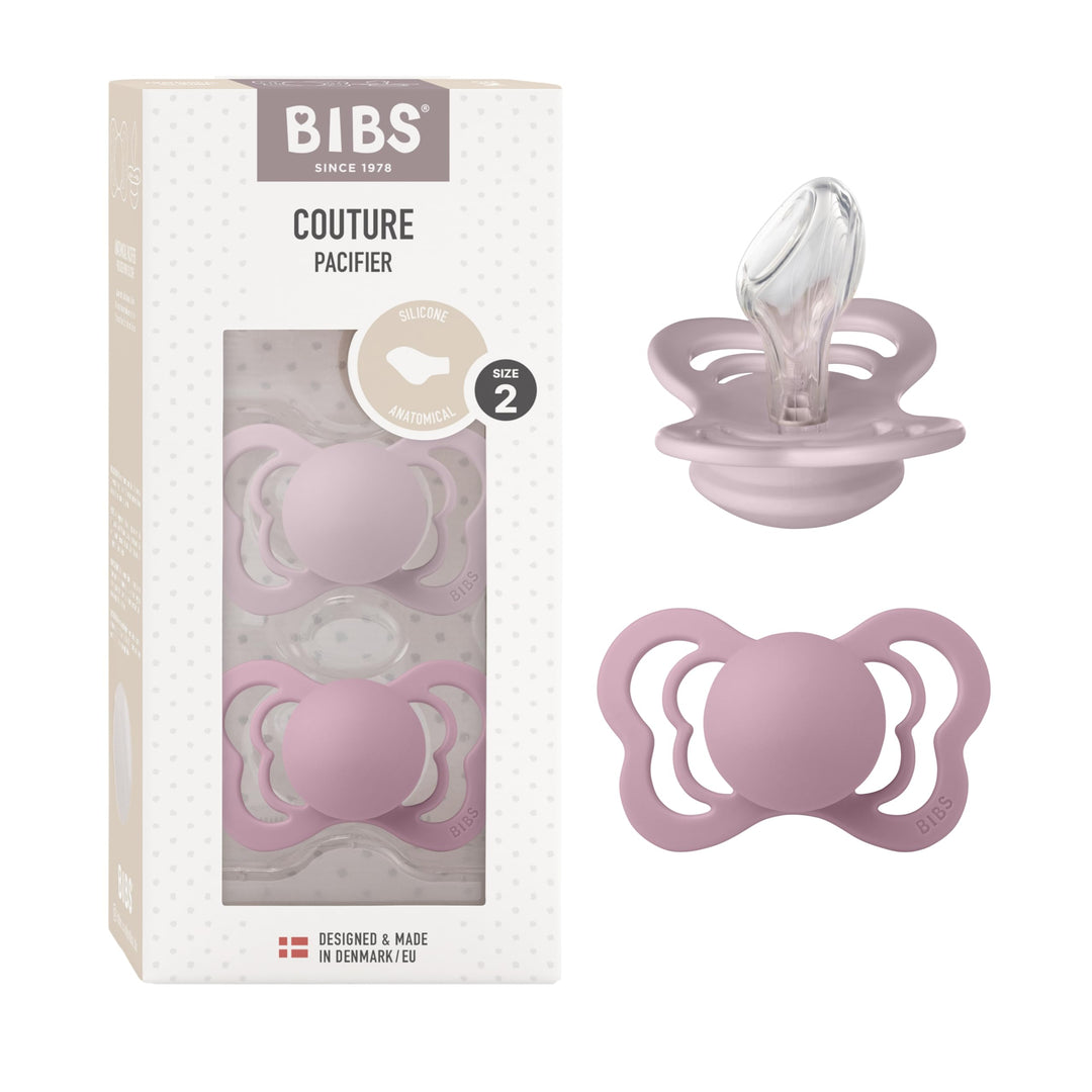 BIBS Couture Schnuller 2er-Pack, BPA-frei, Kiefergerechte Form. Silikon, Hergestellt in Dänemark. 6-