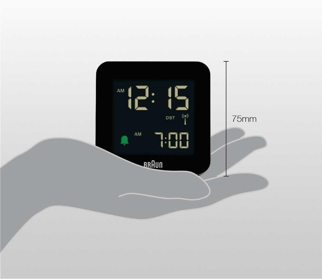 Braun Digitaler Funkwecker Mitteleuropäische Zeitzone (MEZ) mit Schlummerfunktion, Negatives LC-Disp