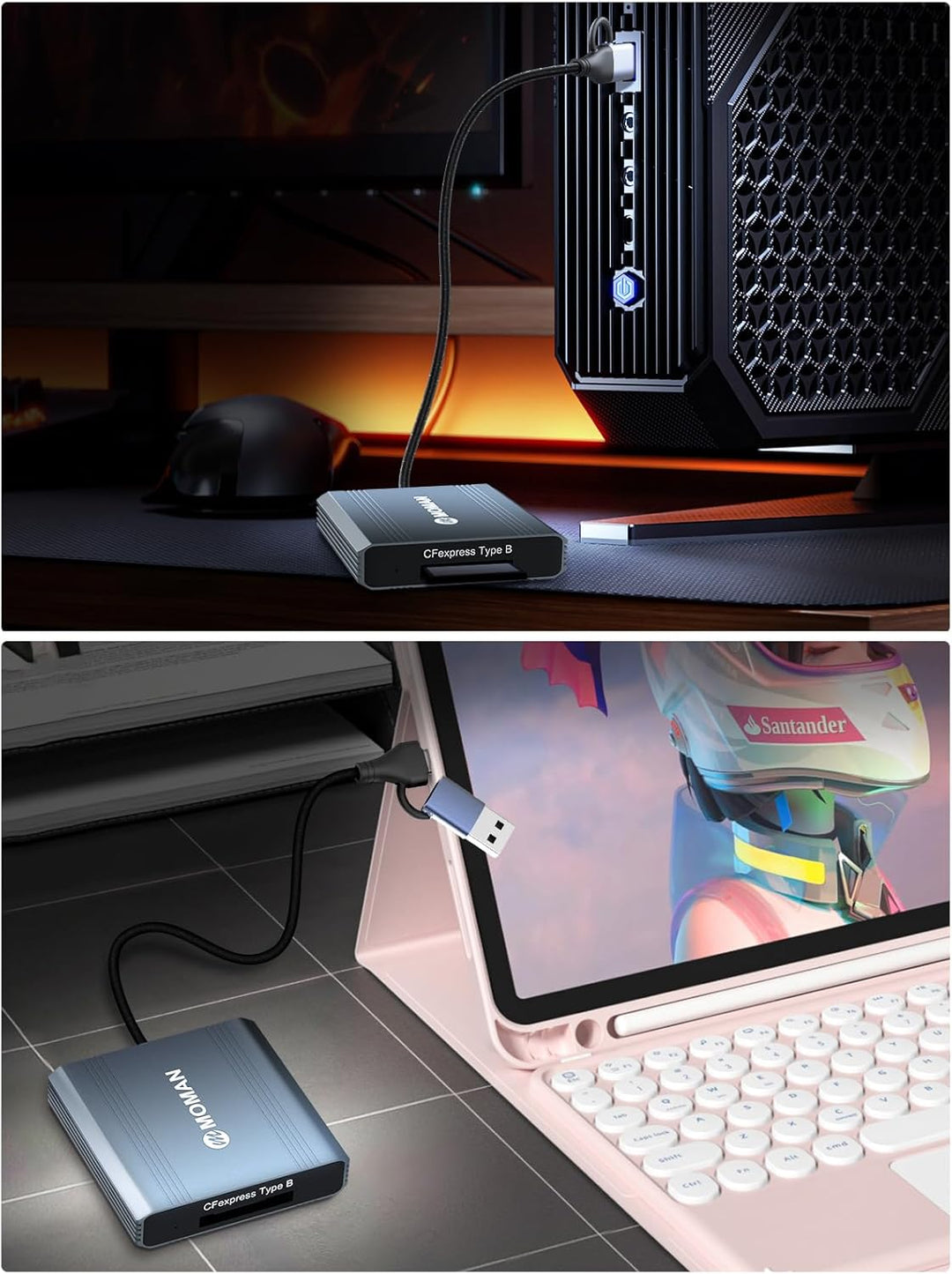 CFexpress Kartenleser, Moman C1B Tragbar Speicherkartenleser Adapter Aluminium USB C 3.1 Gen 2 zu CF