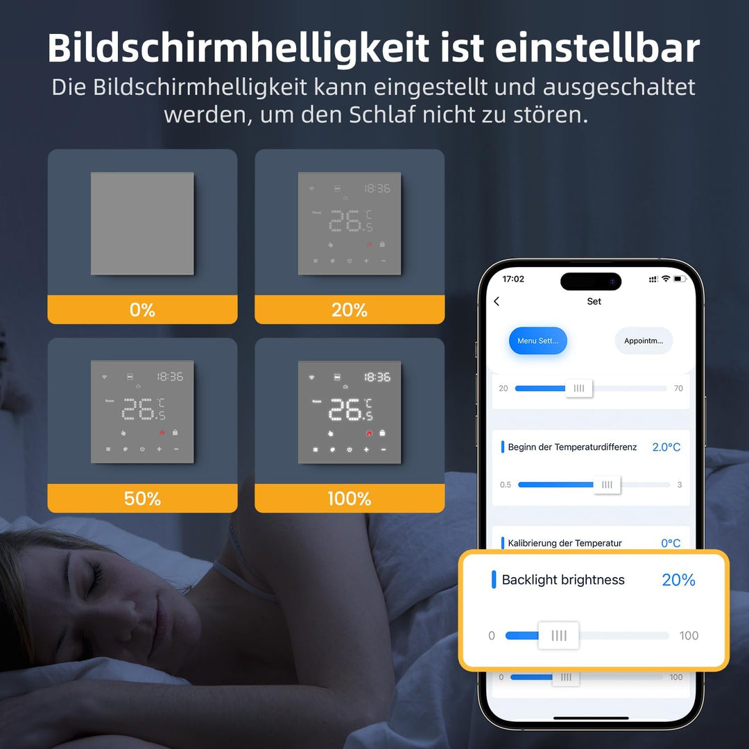 AVATTO Thermostat für Elektrische Fussbodenheizung Smart WiFi Thermostat Programmierbar Raumthermost