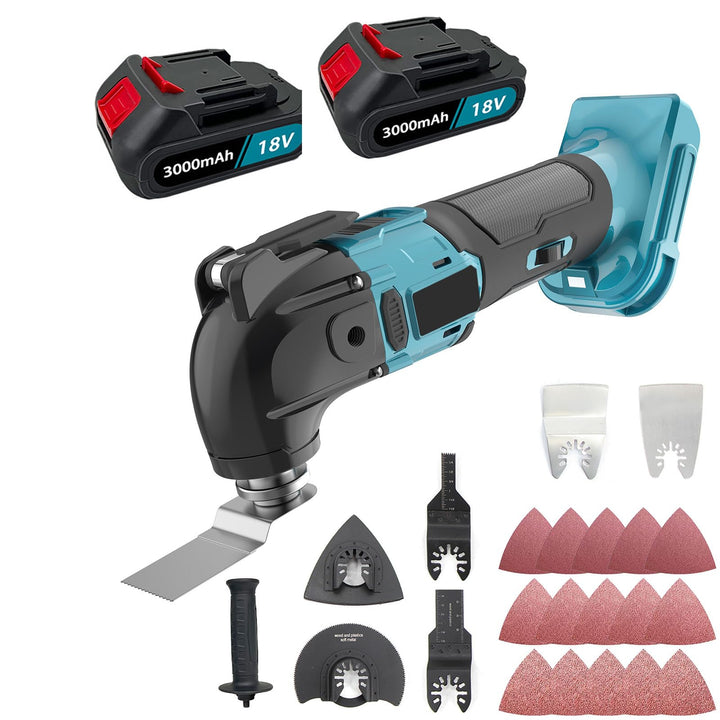 Akku Multifunktionswerkzeug, Oszillierwerkzeug mit 2 * 3.0Ah Batterien, 6 Variable Geschwindigkeit,