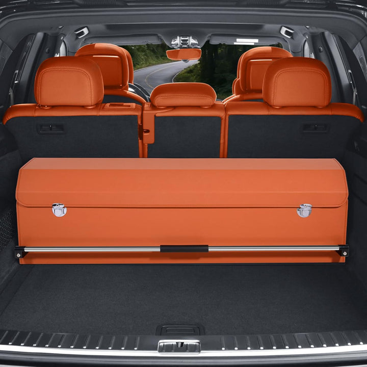 Gross XXL Auto Kofferraum Organizer mit Deckel – 90L Premium Leder, Stabler Griff, Multifunktional K