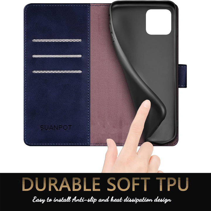 SUANPOT [RFID Schutz für iPhone 14 Plus 6.7" Hülle PU Leder Handyhülle Lederhülle Klapphülle Kartenf