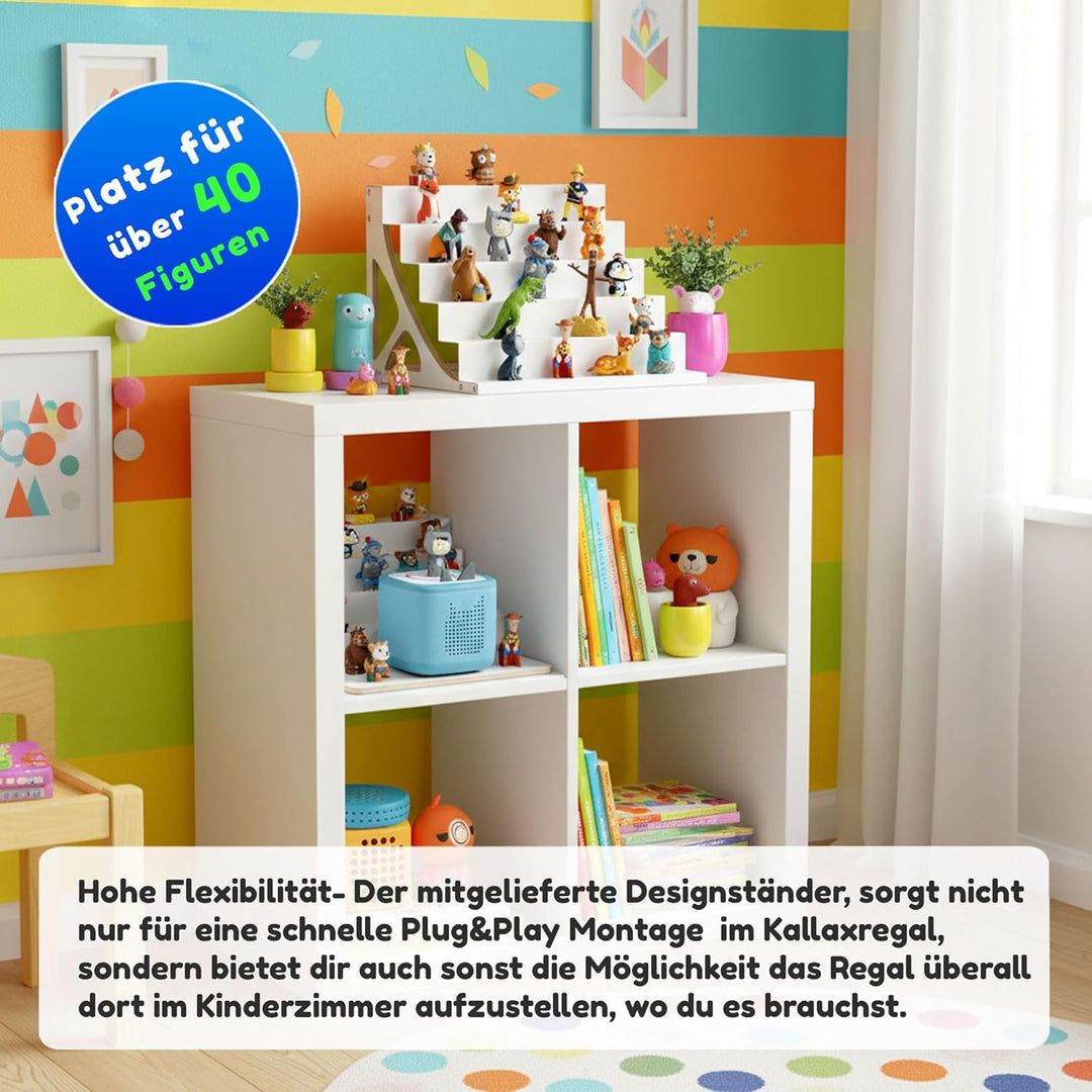 stadtecken® Magnetisches Regal für Musikbox-Figuren – Passend für Kallax und mehr | Optional mit Pla