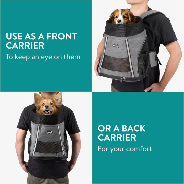 Navaris Rucksack für Hund oder Katze bis 7 kg - gepolsterter Hunderucksack Katzenrucksack - 37 x 33