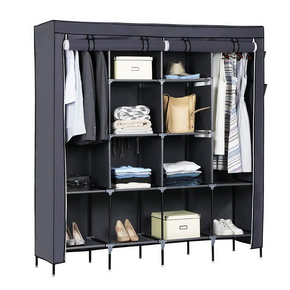 LEADZM Kleiderschrank, Faltschrank Stoffschrank Faltbare Garderobe Canvas mit Reissverschluss, Fäche