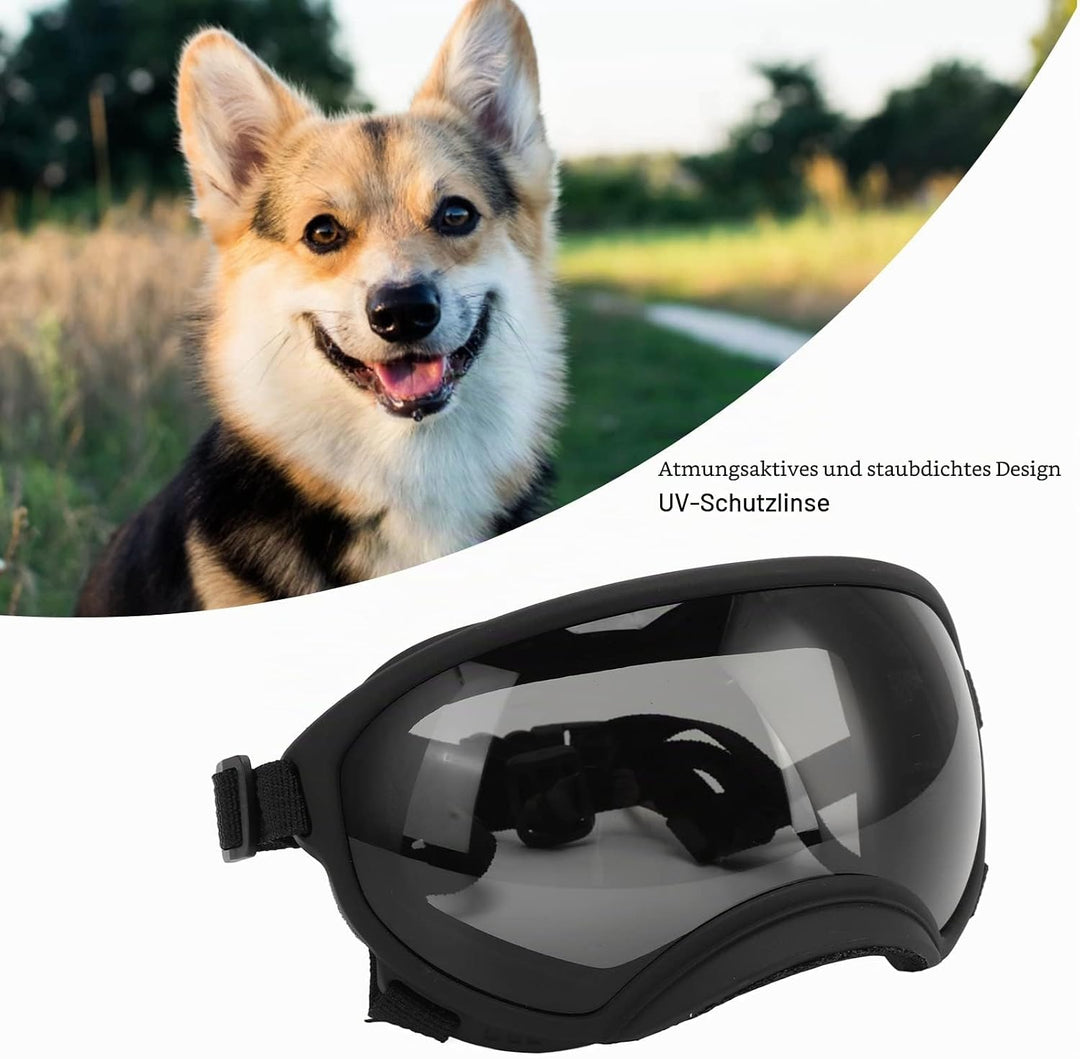 VBESTLIFE Hundebrille, Winddicht, UV-beständig, Staubdicht, Verstellbarer Riemen, Langlebige Hundeso