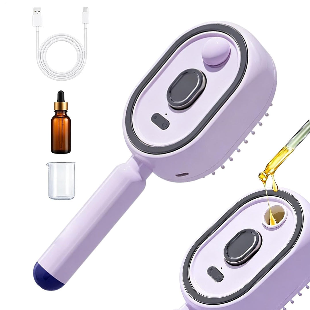 Haarbürste mit Dampffunktion | Antistatischer, Wiederaufladbarer Rotlicht-Luftkissen-Kamm,Anti-Frizz