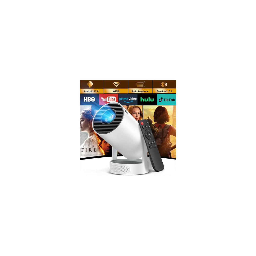Mini Beamer 4K 1080p Full HD, Mini Projektor Tragbarer Heimkino im Freien | mit Android 12.0 WLAN 6