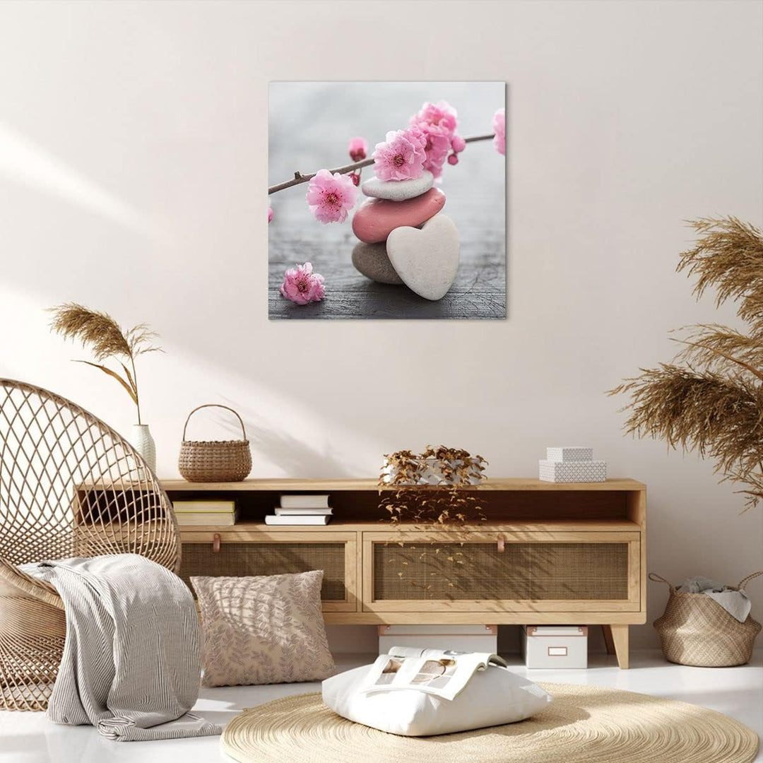 Bilder auf Leinwand Yoga weiblich Blume Gesundheit Leinwandbild 60x60cm Wandbilder Dekoration Wohnzi