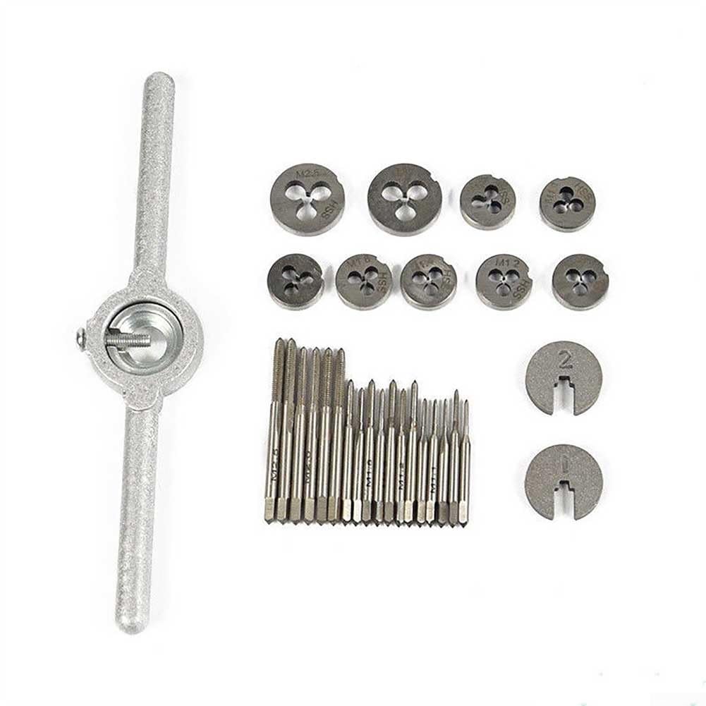 31PCS Gewindebohrer-Sets, M1.0-M2.5 Hochgeschwindigkeitsstahl Metrische Gewindebohrer und Schneideis