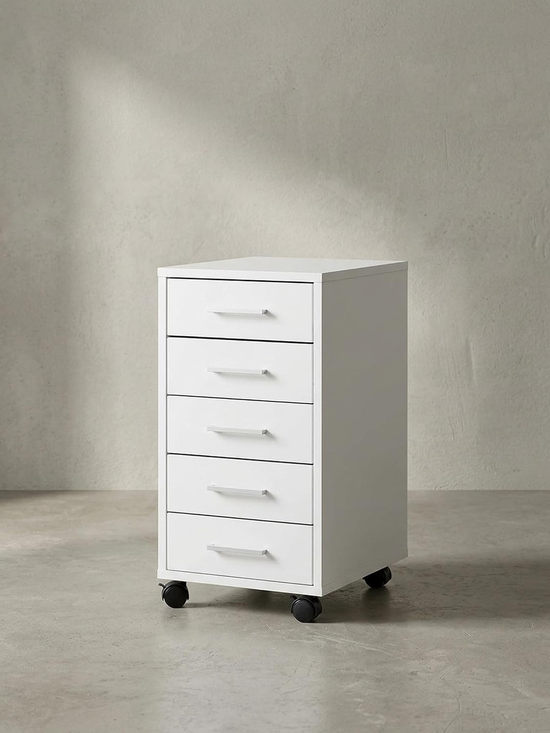 Schubladenschrank ITTER Holz: 5 Schubladen, Rollen, melaminharzbeschichtet - KADIMA DESIGN. Farbe: W