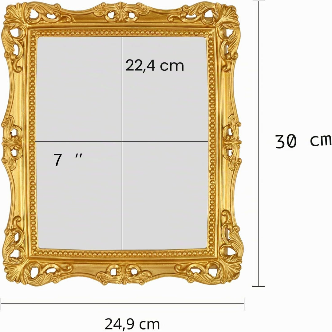 OIGUMR Wandspiegel, quadratisch, Vintage-Spiegel, goldfarben, 28,2 x 23,9 cm Medium Gold, 27.9L x 23